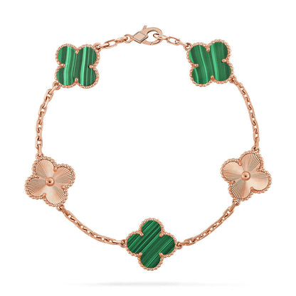 [LUCKY LOVE] CLOVER 5 MOTIF MALACHITE BRACELET COLLECTION