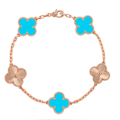 [LUCKY LOVE] CLOVER 5 MOTIF TURQUOISE BRACELET COLLECTION