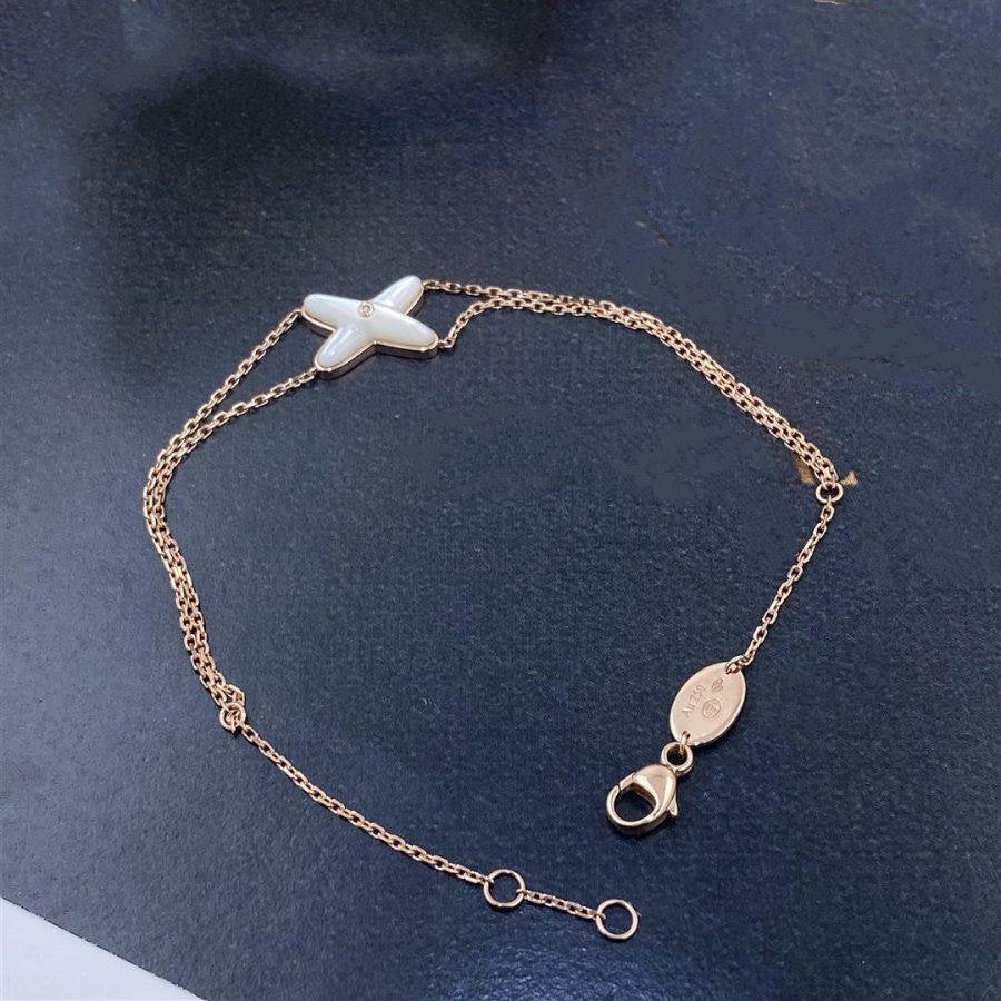 [LUCKY LOVE]JEUX BRACELET WHITE MOP PINK GOLD 1 DIAMOND