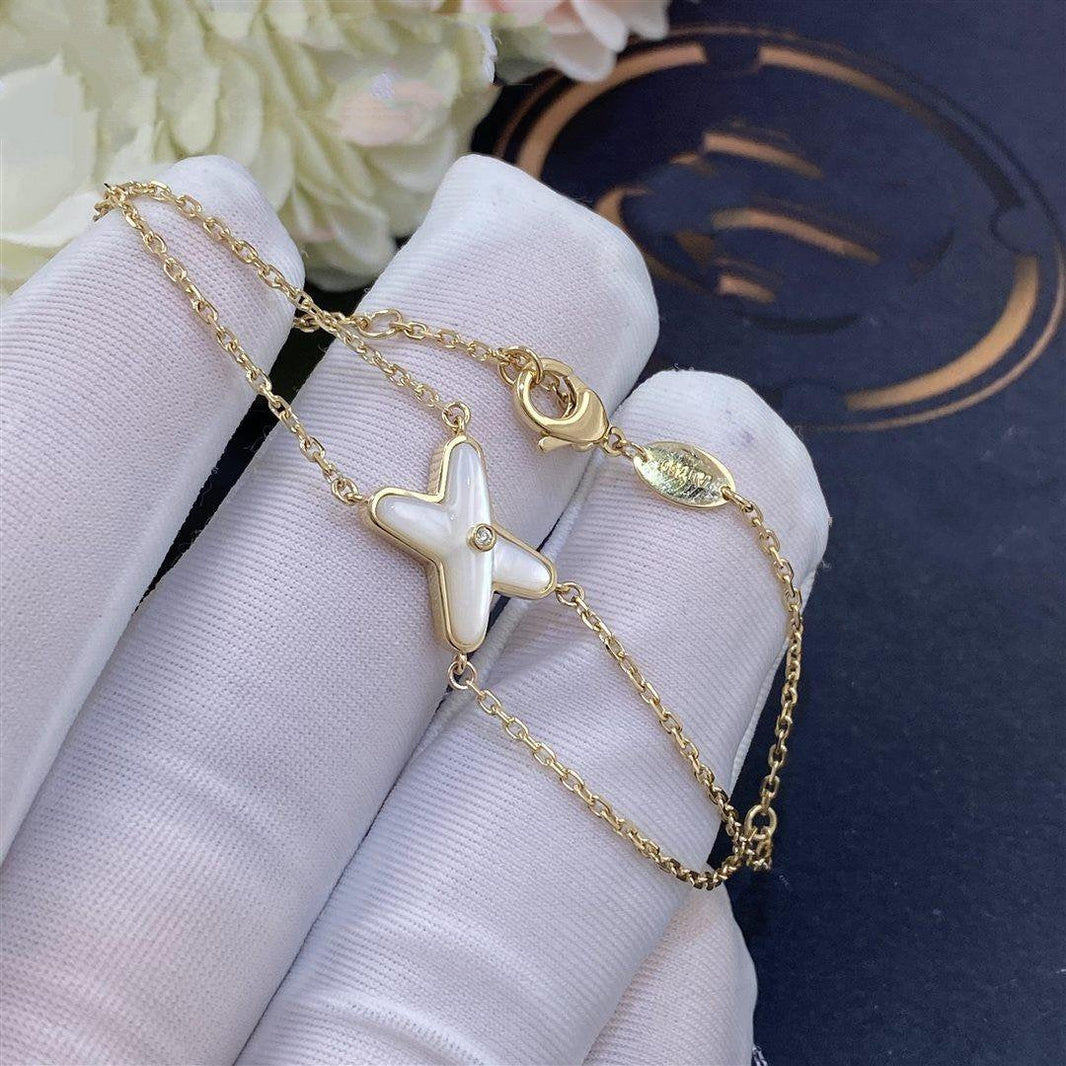 [LUCKY LOVE]JEUX BRACELET WHITE MOP GOLD 1 DIAMOND