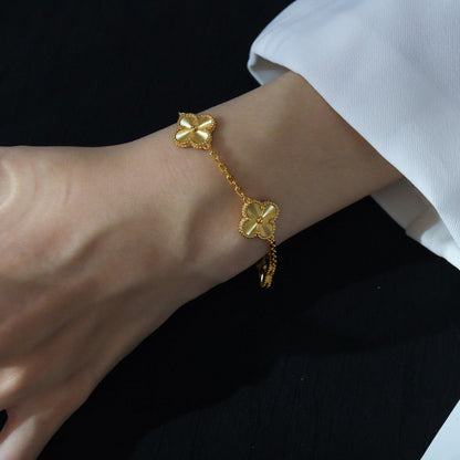 [LUCKY LOVE]CLOVER 5 FLOWERS LASER BRACELET
