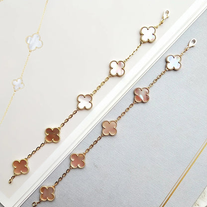 [LUCKY LOVE]CLOVER 5 PINK MOP BRACELET