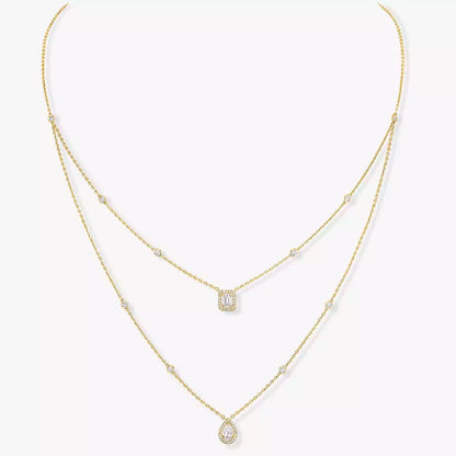 [LUCKY LOVE]Diamond Necklace My Twin 2 Rows