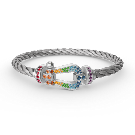 [LUCKY LOVE]FORC LARGE HORSESHOE  COLORED DIAMOND BRACELET SILVER