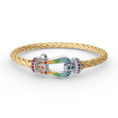 [LUCKY LOVE]FORC LARGE HORSESHOE  COLORED DIAMOND BRACELET SILVER