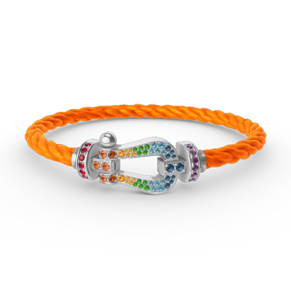 [LUCKY LOVE]FORC LARGE HORSESHOE  COLORED DIAMOND BRACELET SILVER