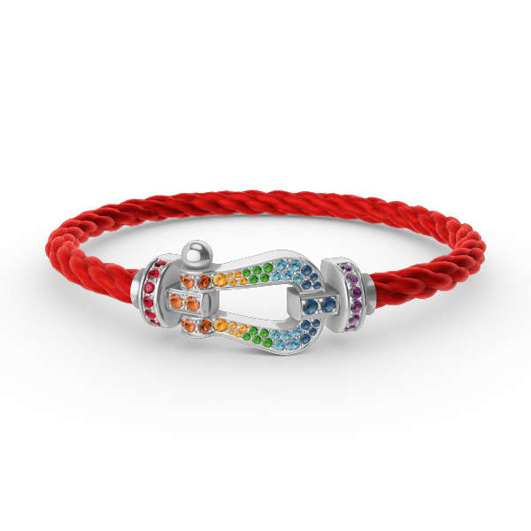 [LUCKY LOVE]FORC LARGE HORSESHOE  COLORED DIAMOND BRACELET SILVER