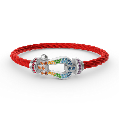 [LUCKY LOVE]FORC LARGE HORSESHOE  COLORED DIAMOND BRACELET SILVER
