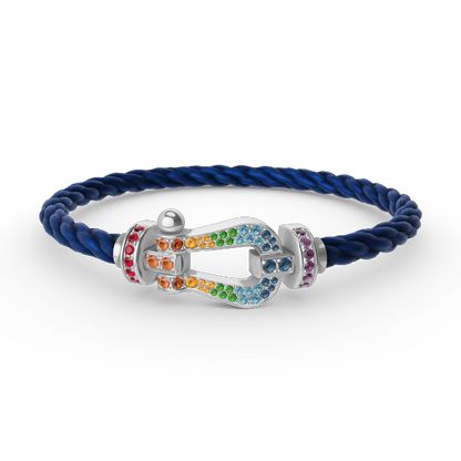 [LUCKY LOVE]FORC LARGE HORSESHOE  COLORED DIAMOND BRACELET SILVER