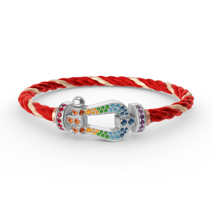 [LUCKY LOVE]FORC LARGE HORSESHOE  COLORED DIAMOND BRACELET SILVER