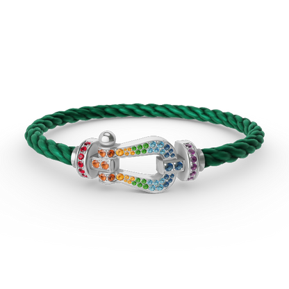 [LUCKY LOVE]FORC LARGE HORSESHOE  COLORED DIAMOND BRACELET SILVER