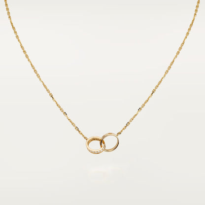 [LUCKY LOVE]LOVE DOUBLE RING HALF DIAMOND NECKLACE