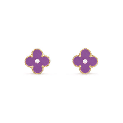 [LUCKY LOVE]CLOVER  15MM DIAMOND EARRINGS COLLECTION