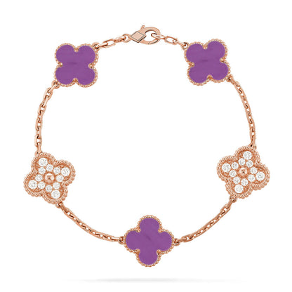 [LUCKY LOVE]CLOVER DIAMOND ROSE GOLD BRACELET COLLECTION,5 MOTIFS