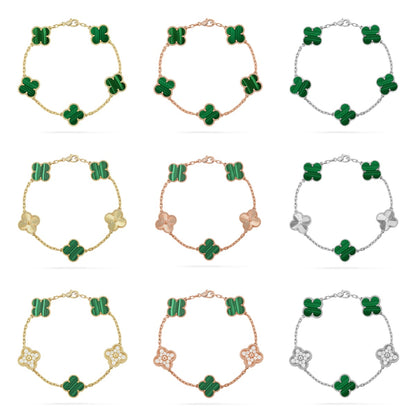 [LUCKY LOVE] CLOVER 5 MOTIF MALACHITE BRACELET COLLECTION