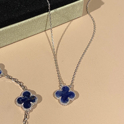 [LUCKY LOVE]CLOVER 15MM PIETERSITE NECKLACE SILVER