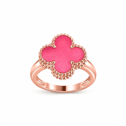 [LUCKY LOVE]NEW CLOVER PINK ENAMEL RINGS
