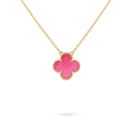 [LUCKY LOVE] NEW CLOVER 15MM PINK ENAMEL NECKLACE