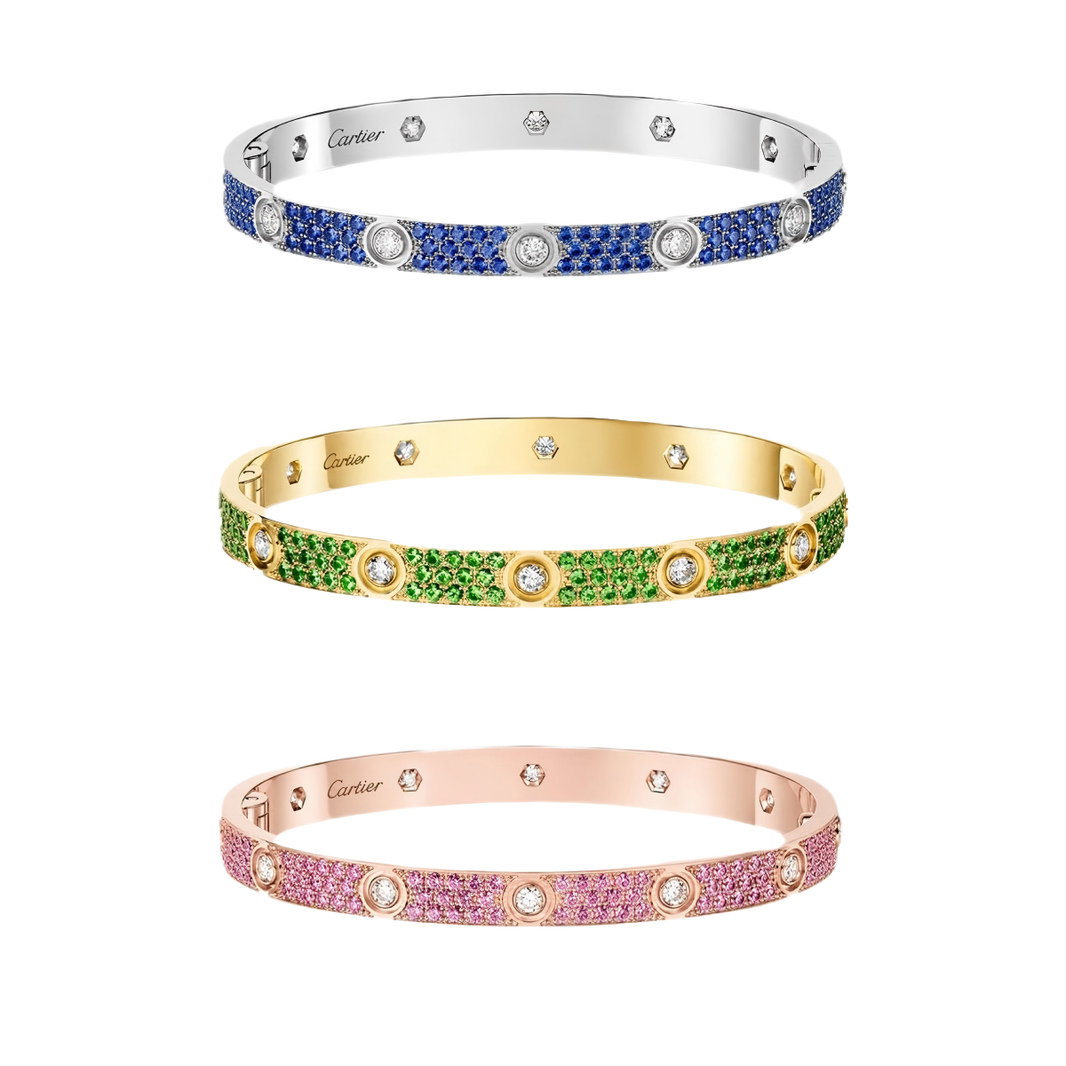[LUCKY LOVE]2026 PAVE GEMSTONE LOVE BRACELET 6.1MM 10 DIAMONDS
