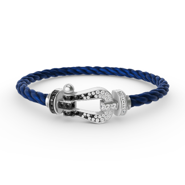 [LUCKY LOVE]FORCE LARGE HORSESHOE BLACK WHITE DIAMOND BRACELET SILVER