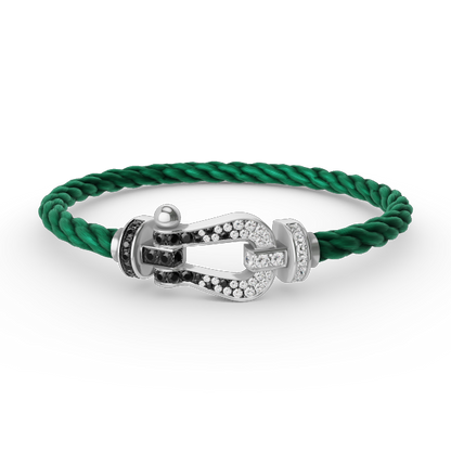 [LUCKY LOVE]FORCE LARGE HORSESHOE BLACK WHITE DIAMOND BRACELET SILVER
