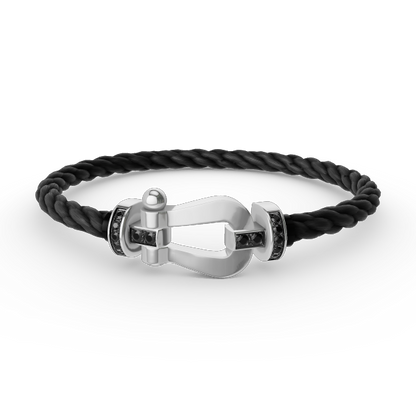 [LUCKY LOVE]FORCE LARGE HORSESHOE BLACK DIAMOND BRACELET SILVER
