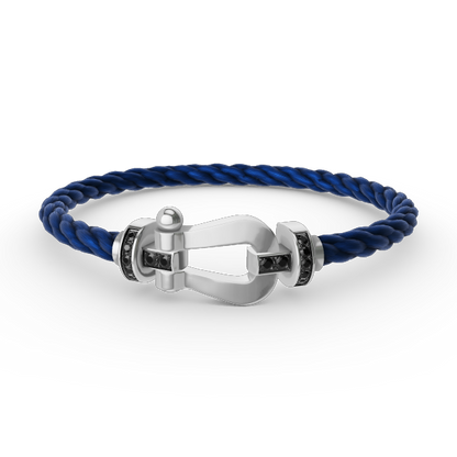 [LUCKY LOVE]FORCE LARGE HORSESHOE BLACK DIAMOND BRACELET SILVER