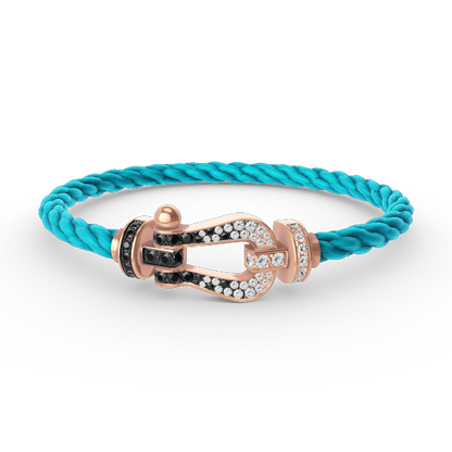 [LUCKY LOVE]FORCE LARGE HORSESHOE BLACK WHITE DIAMOND BRACELET ROSE GOLD