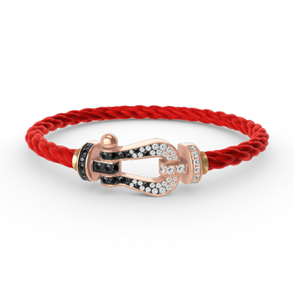 [LUCKY LOVE]FORCE LARGE HORSESHOE BLACK WHITE DIAMOND BRACELET ROSE GOLD