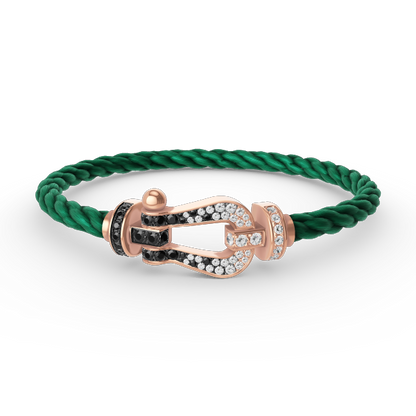 [LUCKY LOVE]FORCE LARGE HORSESHOE BLACK WHITE DIAMOND BRACELET ROSE GOLD
