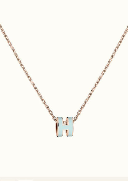 [LUCKY LOVE]POP H LIGHT BLUE NECKLACE