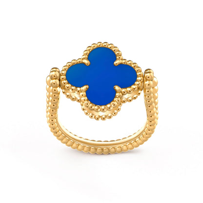 [LUCKY LOVE]CLOVER RIVERSIBLE BLUE AGATE RING