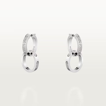 [LUCKY LOVE]LOVE 3.3MM DANGLE HALF DIAMOND EARRINGS