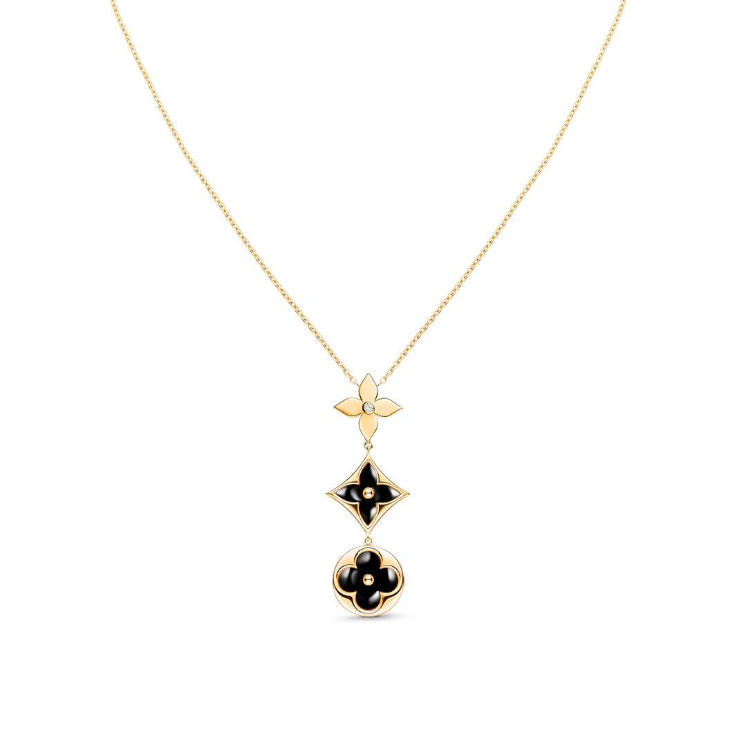 [LUCKY LOVE]STAR AND SUN ONYX PINK GOLD NECKLACE