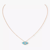 [LUCKY LOVE]Lucky Eye Diamond Necklace in Rose Gold and Turquoise