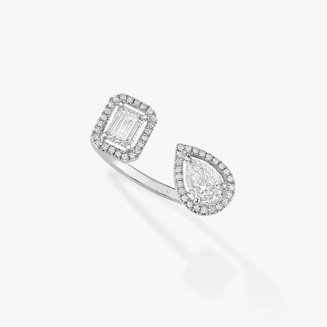 [LUCKY LOVE]MY TWIN TOI & MOI SILVER DIAMOND RING