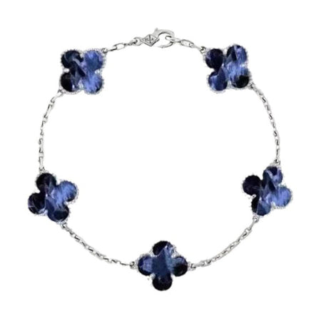 [LUCKY LOVE]CLOVER 5 MOTIF PIETERSITE SILVER BRACELET