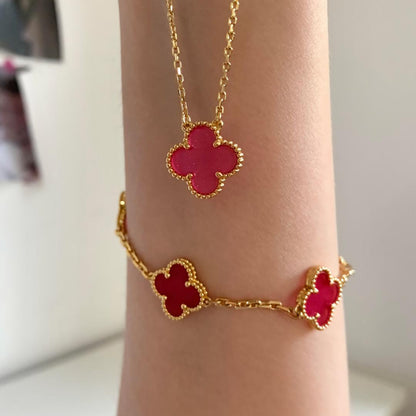 [LUCKY LOVE] NEW CLOVER 15MM PINK ENAMEL NECKLACE