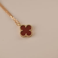 [LUCKY LOVE]CLOVER MINI 9.5MM WHITE CARNELIANS NECKLACE