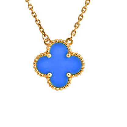 [LUCKY LOVE]CLOVER 15MM BLUE AGATE NECKLACE