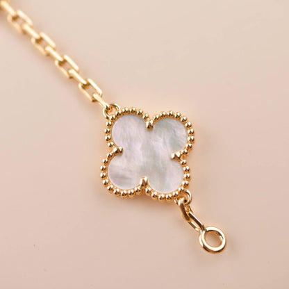 [LUCKY LOVE]CLOVER  5 MOTIF WHITE MOP BRACELET