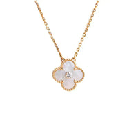[LUCKY LOVE]CLOVER 15MM DIAMOND WHITE FRITILLARIA NECKLACE