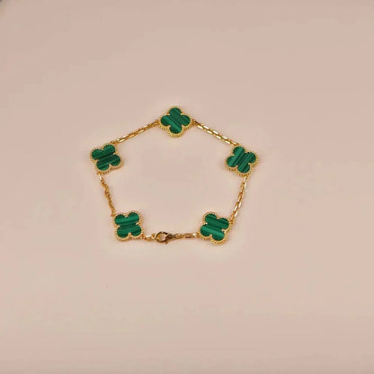 [LUCKY LOVE] CLOVER 5 MOTIF MALACHITE BRACELET COLLECTION