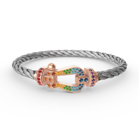 [LUCKY LOVE]FORCE LARGE HORSESHOE  COLORED DIAMOND BRACELET ROSE GOLD