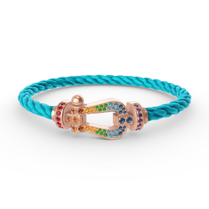 [LUCKY LOVE]FORCE LARGE HORSESHOE  COLORED DIAMOND BRACELET ROSE GOLD