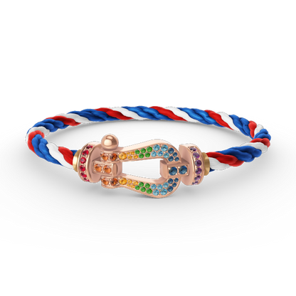 [LUCKY LOVE]FORCE LARGE HORSESHOE  COLORED DIAMOND BRACELET ROSE GOLD
