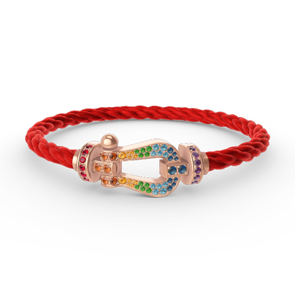 [LUCKY LOVE]FORCE LARGE HORSESHOE  COLORED DIAMOND BRACELET ROSE GOLD