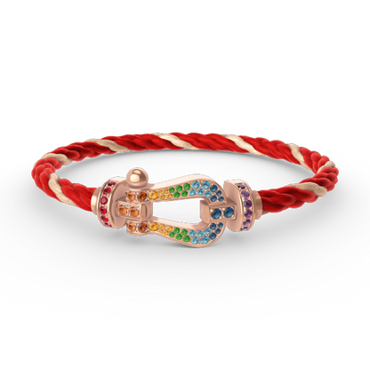 [LUCKY LOVE]FORCE LARGE HORSESHOE  COLORED DIAMOND BRACELET ROSE GOLD