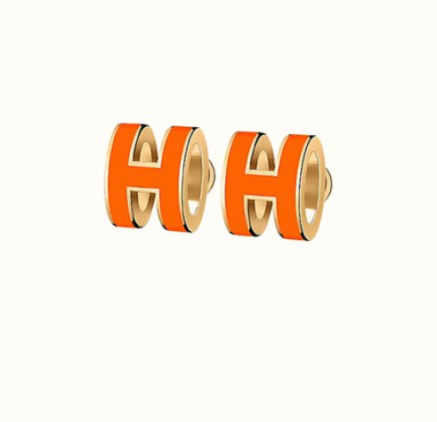 [LUCKY LOVE]MINI POP H EARRINGS ORANGE