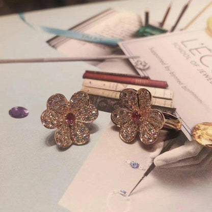 [LUCKY LOVE]FRIVOLE PINK GOLD FLOWER DIAMOND EARRINGS